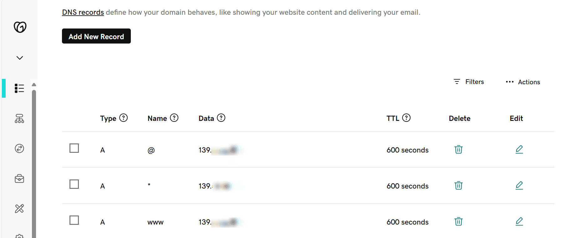Screenshot of panel to add dns records provided by my domain provider "Screenshot of panel to add dns records provided by my domain provider"